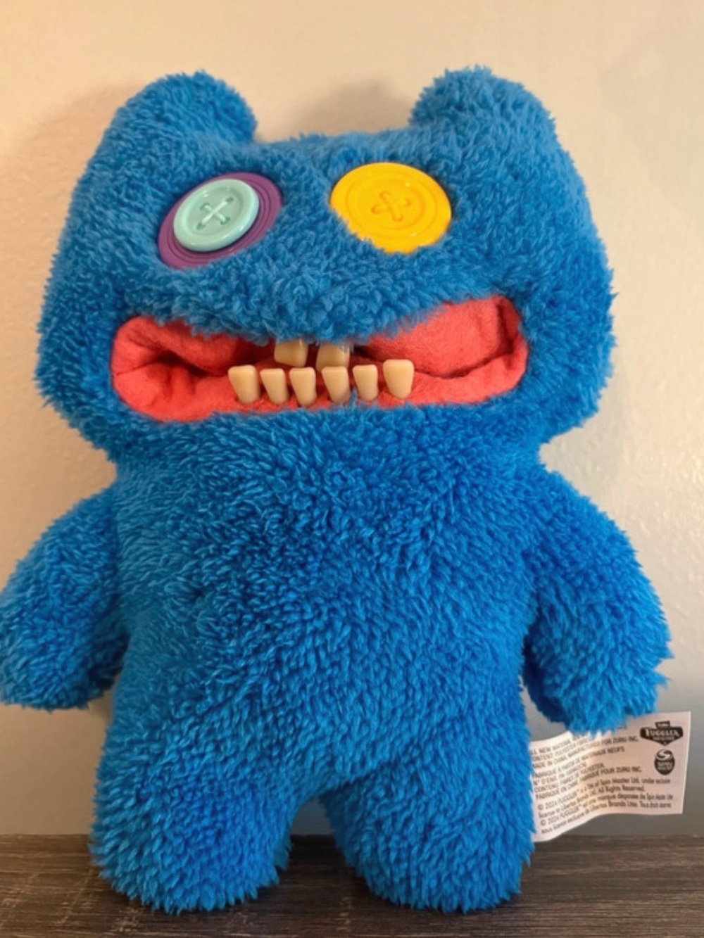 Blue Plush Fuggler Monster with Button Eyes